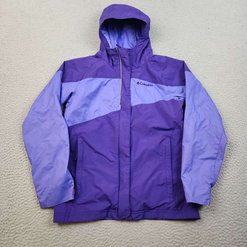 COLUMBIA Interchange Jacket Youth 10/12‎ Purple Omni-Shield Waterproof Hooded